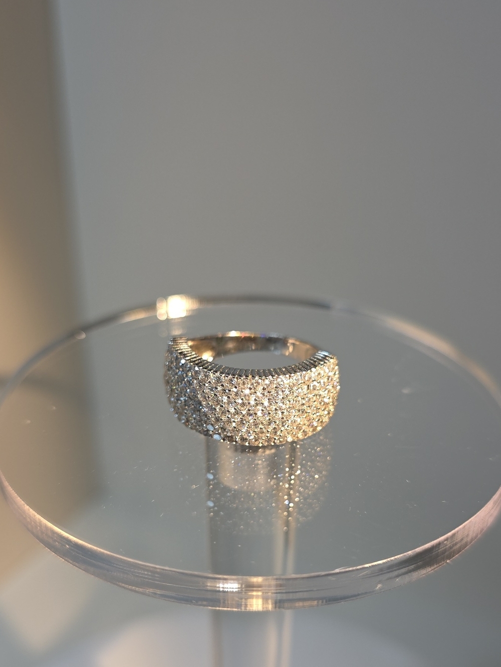 Pave Crystal Dome Band Ring - Silver .925